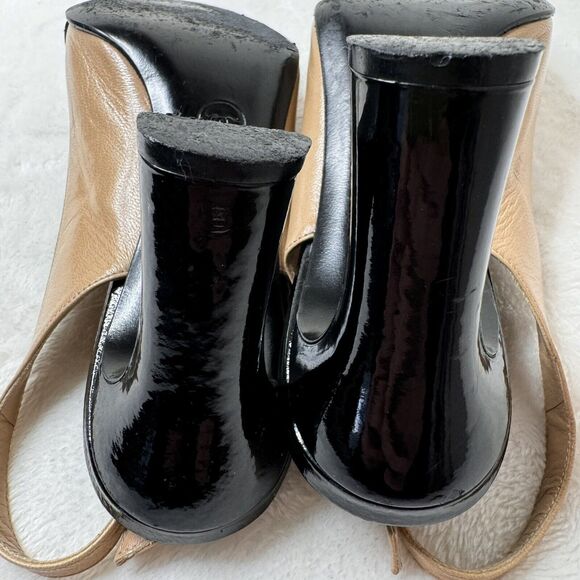 Chanel Womens Slingback Heels Mixed Media Patent Leather Quilted Beige Size 36.5 - Picture 12 of 13